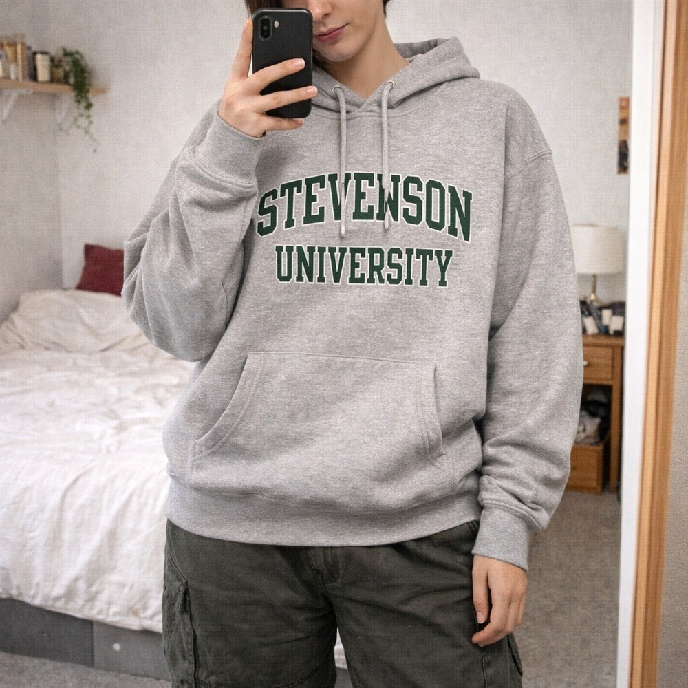 VTG Y2K Champion Reverse Weave Stevenson University Hoodie Men L Gray College - Picture 11 of 11